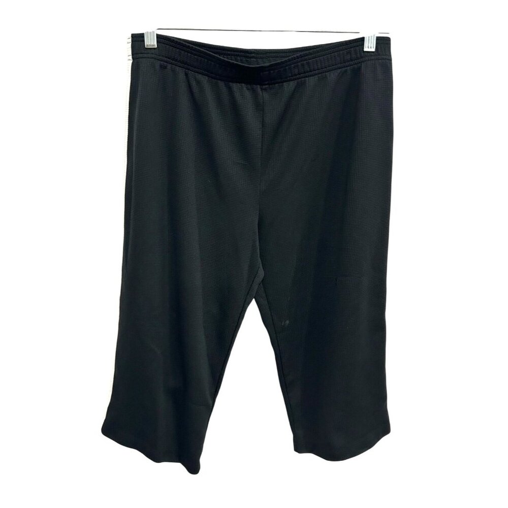 Brisas Womens Black Cropped Active Pants Waffle Knit Sz XL